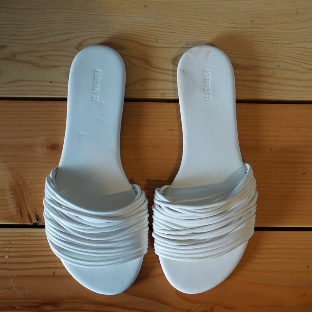 White slip on sandal